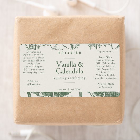 Product met flessenhalskleurige groene flesseningr etiket (Insitu)