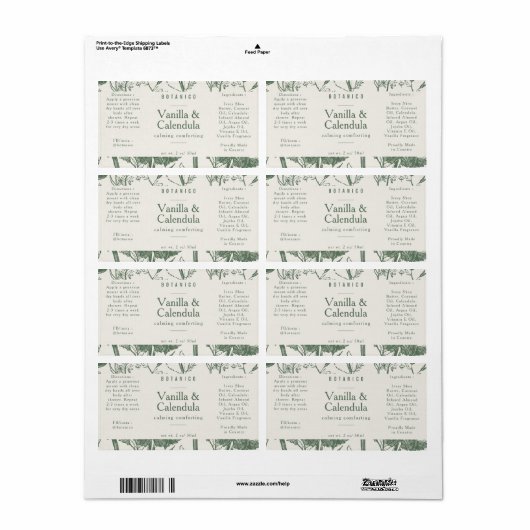 Product met flessenhalskleurige groene flesseningr etiket (Full Sheet)