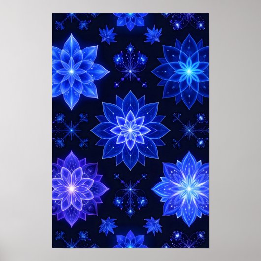 Product Naadloos patroon van gloeiend blauw en paa Poster (Voorkant)