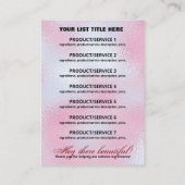 Product Range Ingredients Price Driving Gold Visitekaartje (Achterkant)