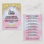 Product Range Ingredients Price Driving Gold Visitekaartje (Voorkant / Achterkant)