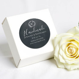 Product Verpakking Handgemaakte Monogram Krans Zwa Ronde Sticker