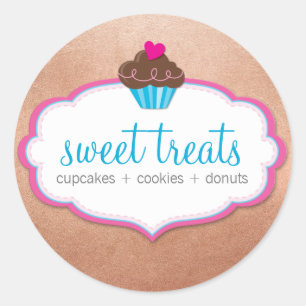 PRODUCT VERPAKKING LABEL schattig cupcake roos gou