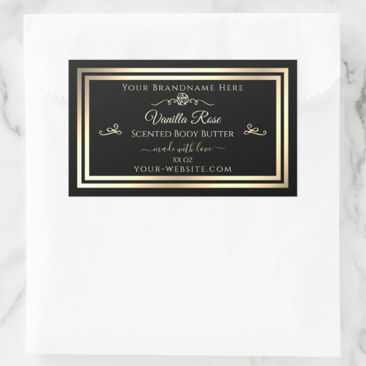 Product Verpakking Stickers Zwart Etiketten Goud L (Tas)