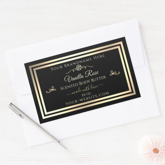 Product Verpakking Stickers Zwart Etiketten Goud L (Envelop)