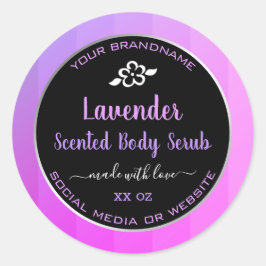 Product Verpakkingsetiketten Lavendel Paarse en Zw Ronde Sticker