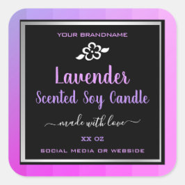 Product Verpakkingsetiketten Lavendel Paarse en Zw Vierkante Sticker