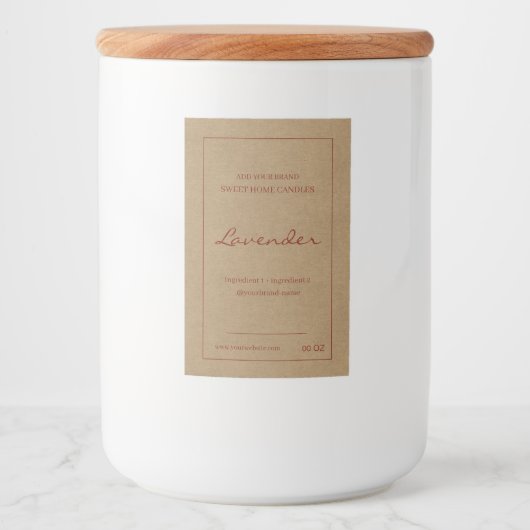 Product voor de samenstelling van moderne, roodbru voedselcontainer etiket (Voorkant)