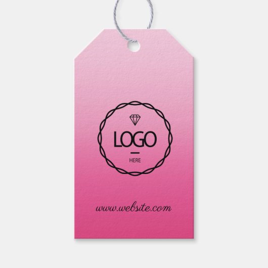 Productbeschrijving bedrijf Logo roze Winkel QR Cadeaulabel (Voorkant)