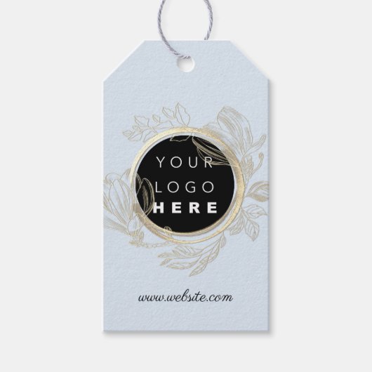 Productbeschrijving Qr Logo Prijs Floral BlueGold Cadeaulabel (Voorkant)