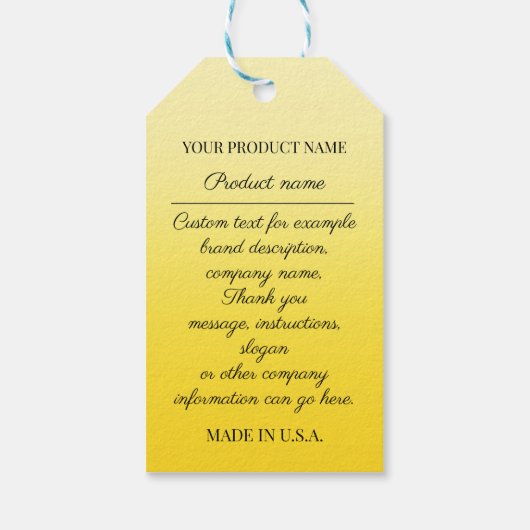 Productbeschrijving van bedrijf Logo Geel Winkel Q Cadeaulabel (Achterkant)