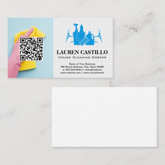 Producten voor huisreiniging | QR Scan Visitekaart Visitekaartje (Voorkant / Achterkant)