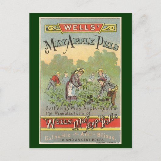 productetiket Art, Wells kan pillen appelen Briefkaart (Voorkant)