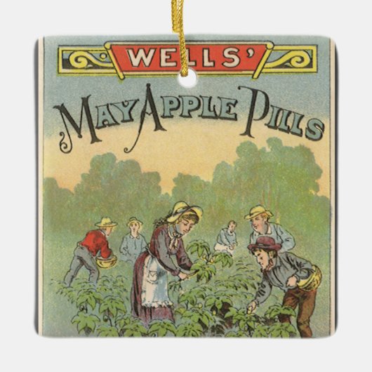  productetiket Art, Wells kan pillen appelen Keramisch Ornament (Voorkant)