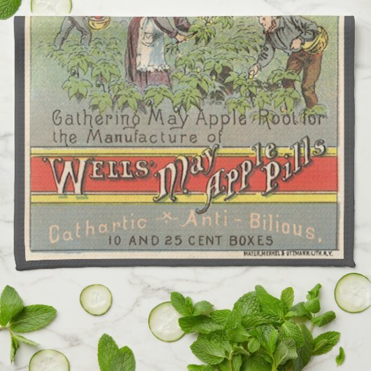  productetiket Art, Wells kan pillen appelen Theedoek (Gevouwen)