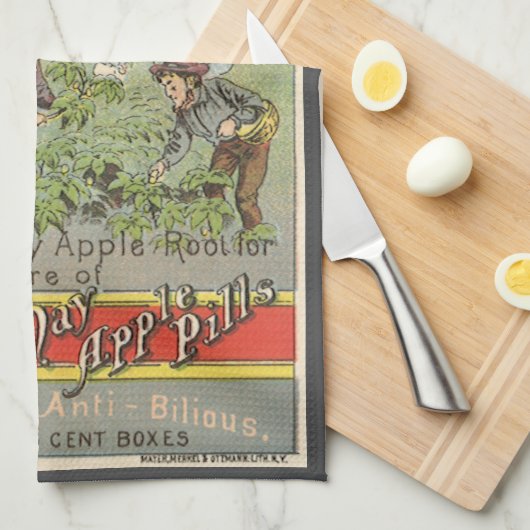  productetiket Art, Wells kan pillen appelen Theedoek (Quarter Fold)