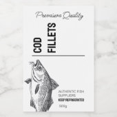 Productetiket kabeljauwvisfilets voedselcontainer etiket (Enkel label)