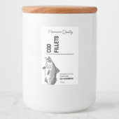 Productetiket kabeljauwvisfilets voedselcontainer etiket (Voorkant)