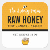 Productetiket ruwe honing vierkante sticker (Voorkant)