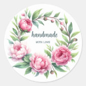 Productetiket Sticker ronde pioenenkrans (Voorkant)