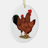 Productie Rode kippen Keramisch Ornament (Rechts)