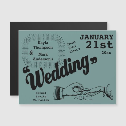 productie sparen de datum magnetische uitnodiging (Voorkant / Achterkant)