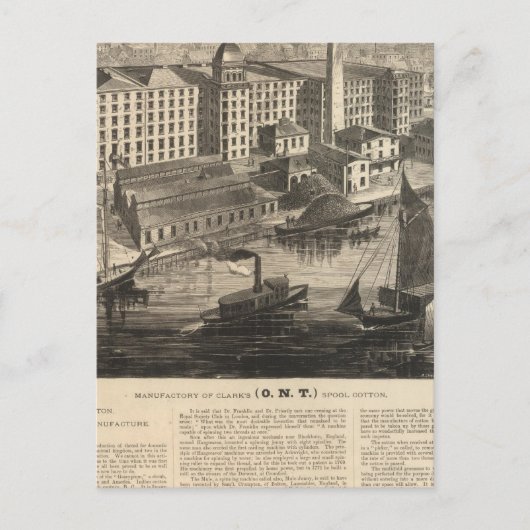 Productie van Clark's ONT Spool Cotton Briefkaart (Voorkant)