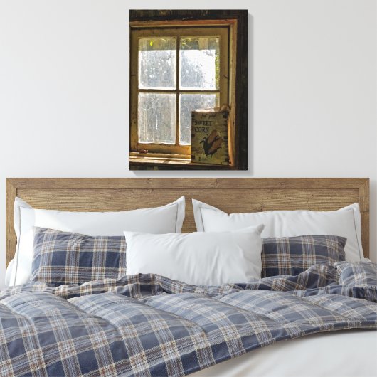 productiebord in marktvenster canvas afdruk (Insitu (Slaapkamer))