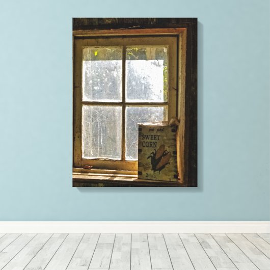 productiebord in marktvenster canvas afdruk (Insitu (Houten vloer))