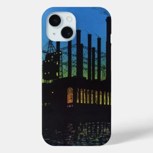 Productiefabriek bij zonsondergang, Vintage Zakeli iPhone 15 Case