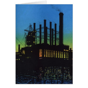 Productiefabriek op zonsondergang,  bedrijf