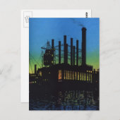 Productiefabriek op zonsondergang,  bedrijf briefkaart (Voorkant / Achterkant)