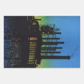 Productiefabriek op zonsondergang,  bedrijf inpakpapier vel (Voorkant)