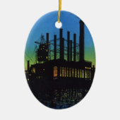 Productiefabriek op zonsondergang,  bedrijf keramisch ornament (Voorkant)