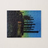 Productiefabriek op zonsondergang,  bedrijf legpuzzel (Horizontaal)