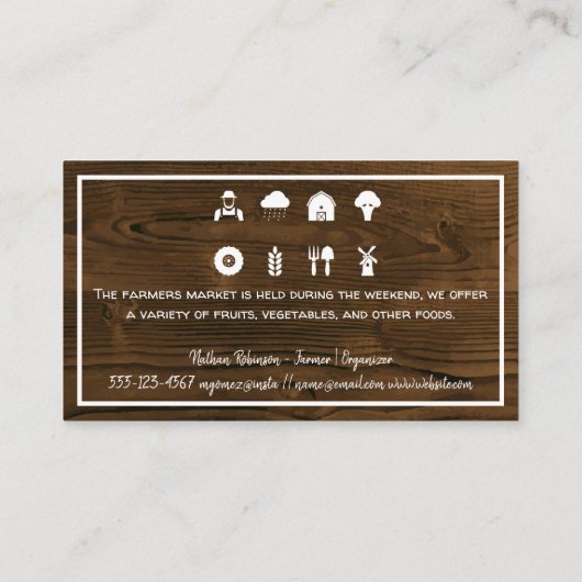 Productiemanddel | Achtergrond van hout Visitekaartje (Achterkant)