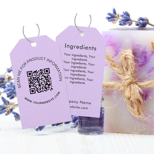 Productingrediënt met een QR-violet Cadeaulabel