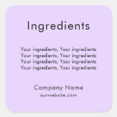 Productingrediënt met een violet bedrijfsetiket vierkante sticker (Voorkant)