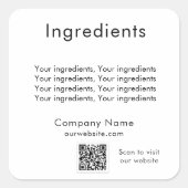 Productingrediënt vermelding bedrijf qr code label (Voorkant)