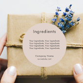 Productingrediënt vermelding beige business label