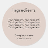 Productingrediënt vermelding beige business label (Voorkant)