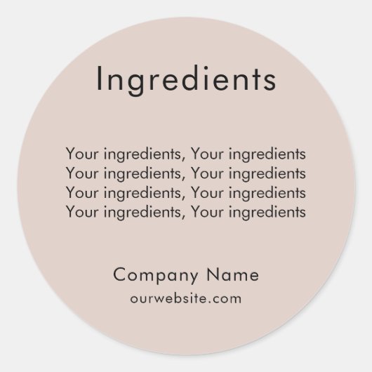 Productingrediënt vermelding beige business label (Voorkant)