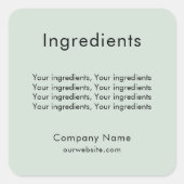 Productingrediënt vermelding sage groen label (Voorkant)