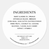 Productingrediënten Ronde Sticker (Voorkant)