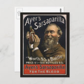  productlabel, Ayer's Sarsaparilla-Drink Briefkaart (Voorkant / Achterkant)