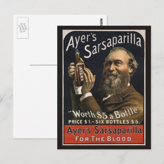  productlabel, Ayer's Sarsaparilla-Drink Briefkaart (Voorkant / Achterkant)