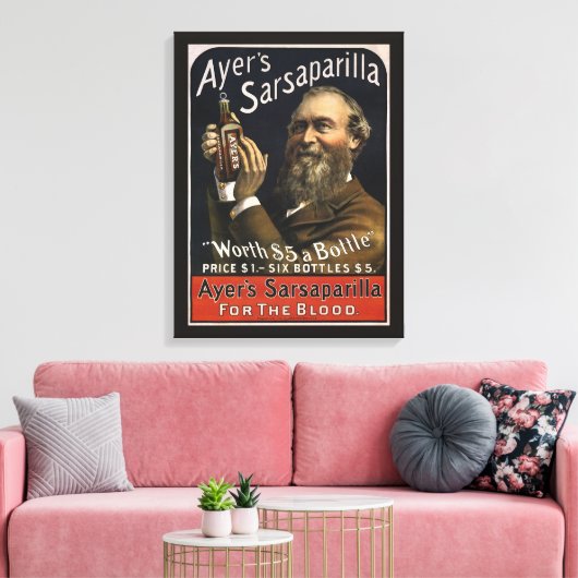 productlabel, Ayer's Sarsaparilla-Drink Canvas Afdruk (Insitu (Woonkamer))