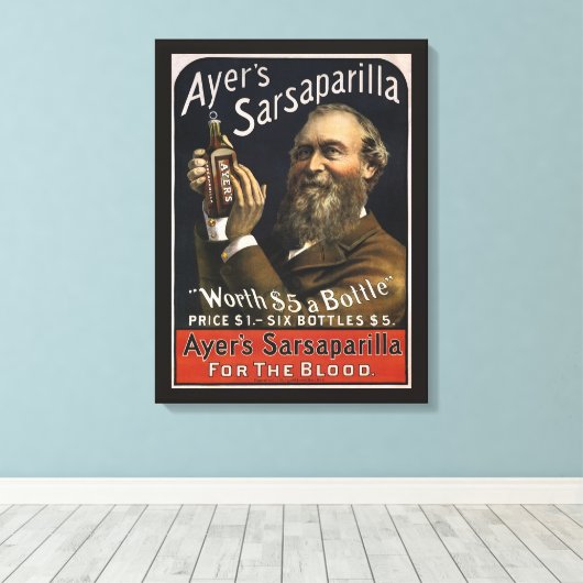  productlabel, Ayer's Sarsaparilla-Drink Canvas Afdruk (Insitu (Houten vloer))