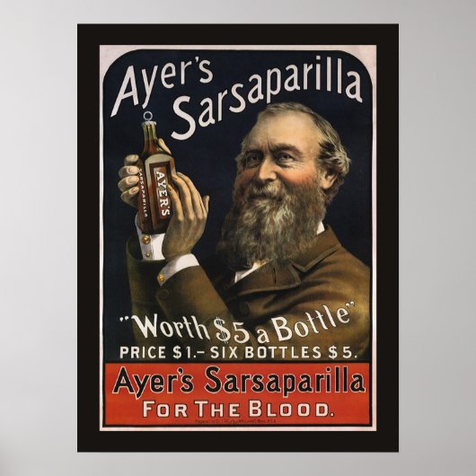 productlabel, Ayer's Sarsaparilla-Drink Poster (Voorkant)