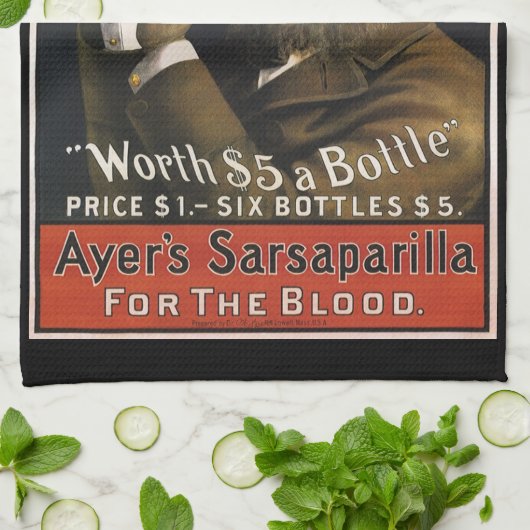  productlabel, Ayer's Sarsaparilla-Drink Theedoek (Gevouwen)